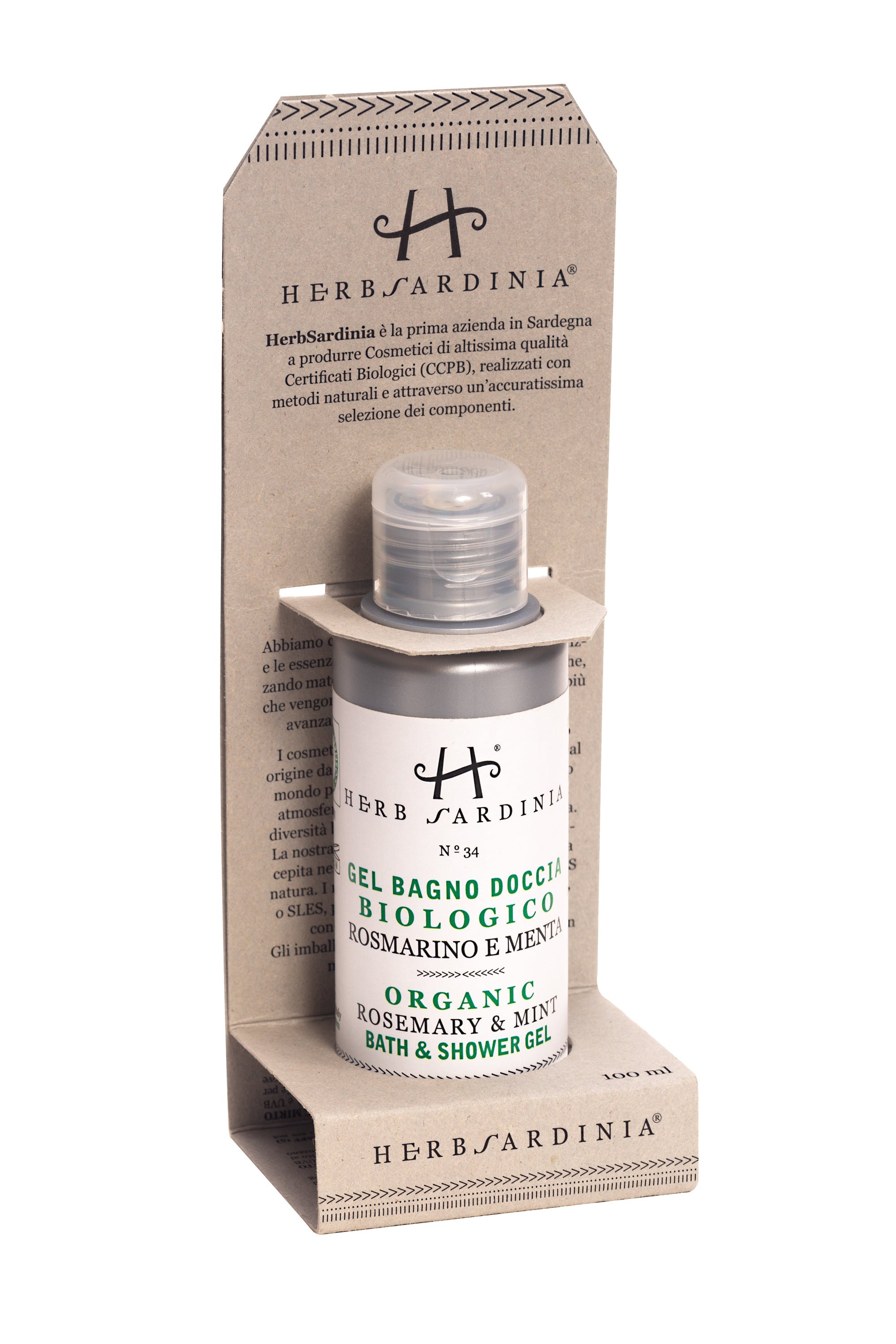 HerbSardinia | Organic Rosemary & Mint Aromatic Bath & Shower Gel 100 ml