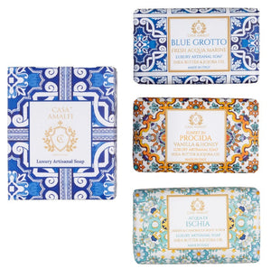 Casa Amalfi Maiolica 3-Soap Set: Blue